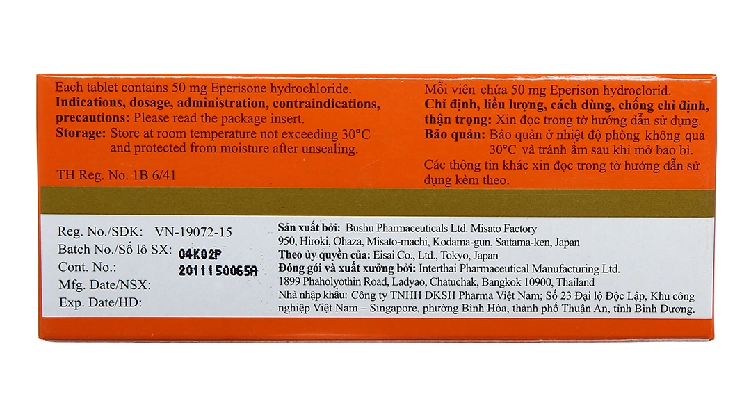 Myonal 50mg cải thiện các triệu chứng tăng trương lực cơ (3 vỉ x 10 viên) - 2