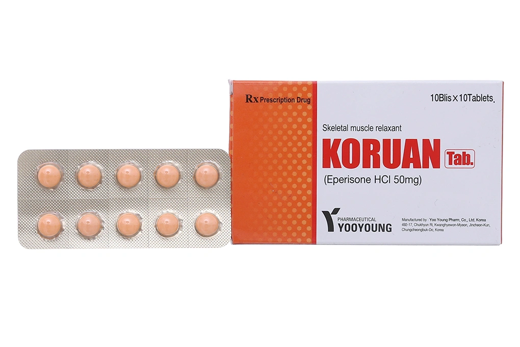 Koruan Tab. 50mg giãn cơ, trị đau do co cứng cơ (10 vỉ x 10 viên) - 