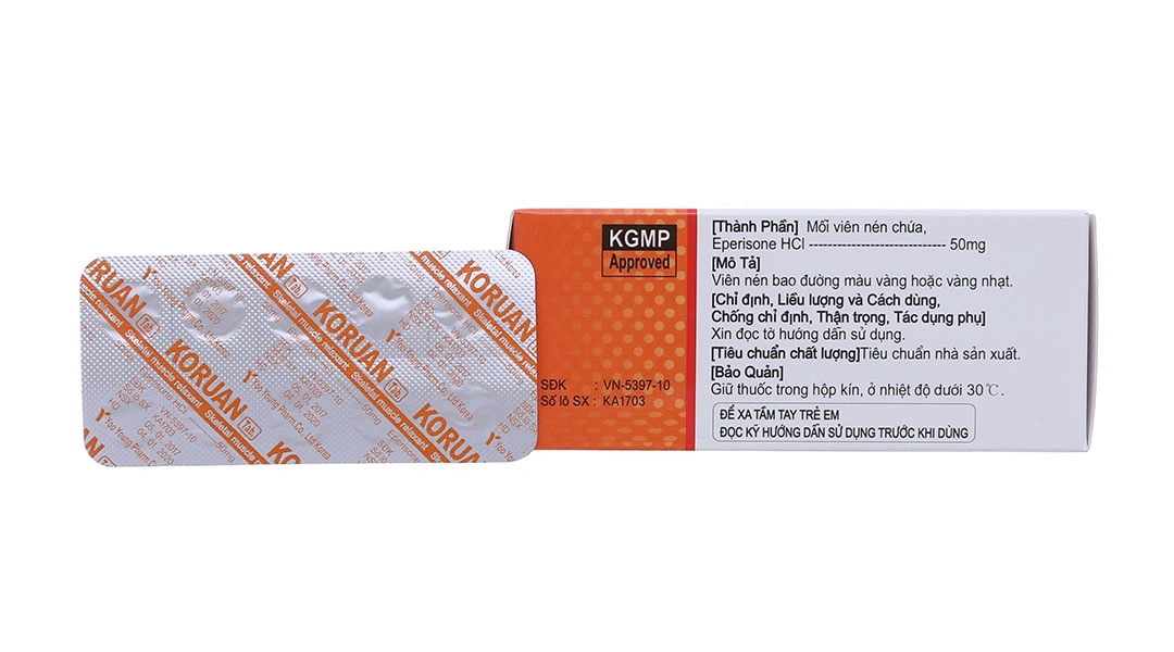 Koruan Tab. 50mg giãn cơ, trị đau do co cứng cơ (10 vỉ x 10 viên) - 1