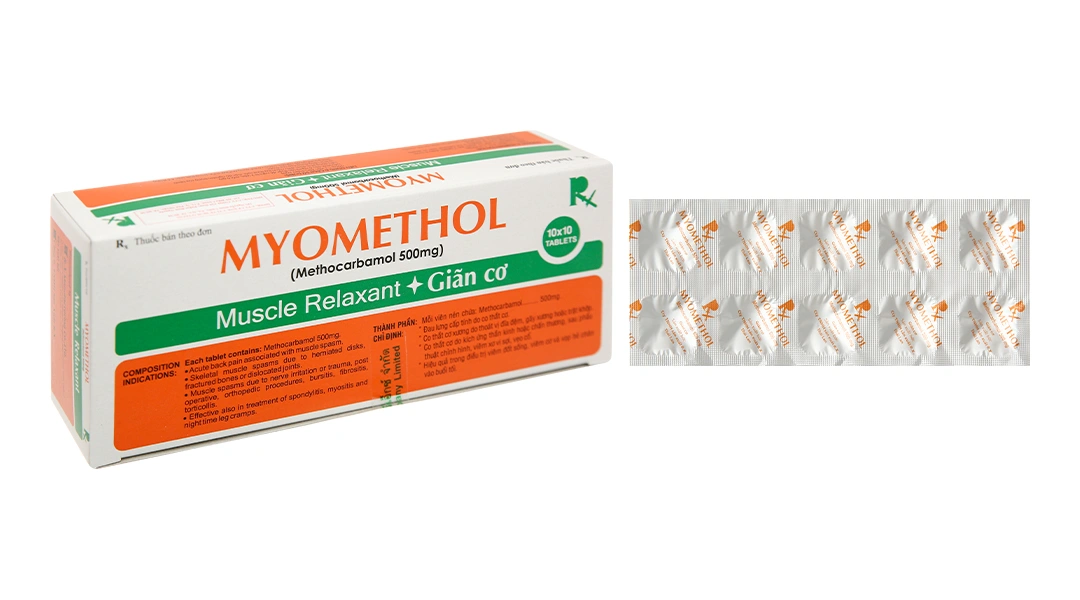 Myomethol 500mg giãn cơ, trị co cứng cơ (10 vỉ x 10 viên) - 