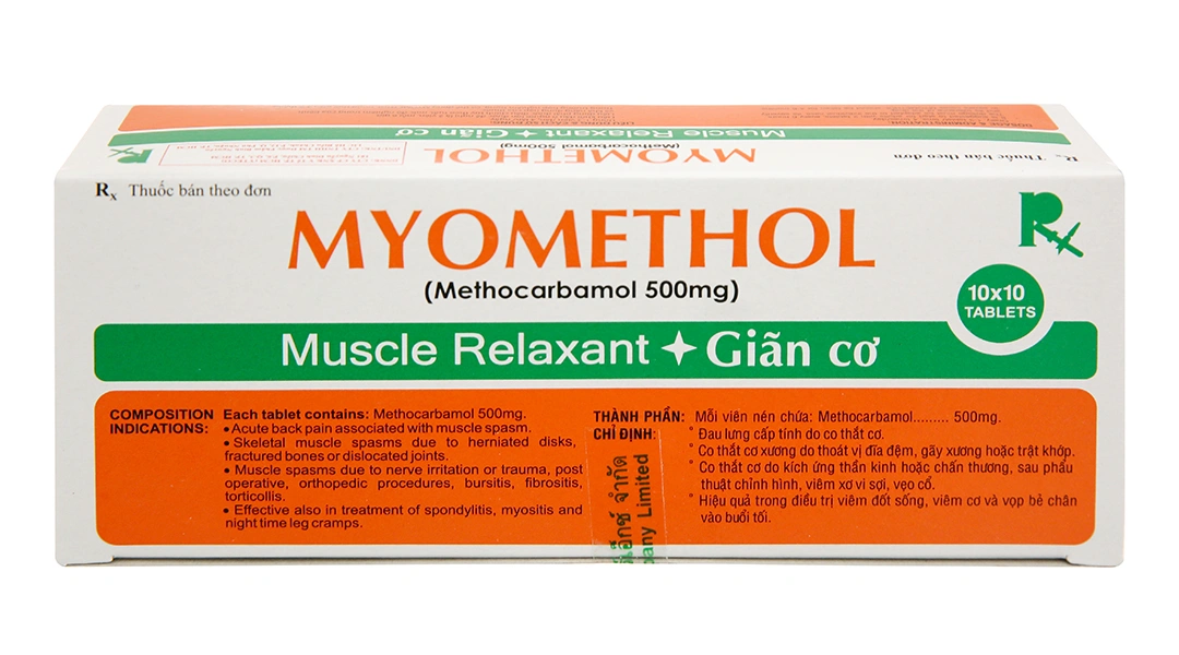 Myomethol 500mg giãn cơ, trị co cứng cơ (10 vỉ x 10 viên) - 1