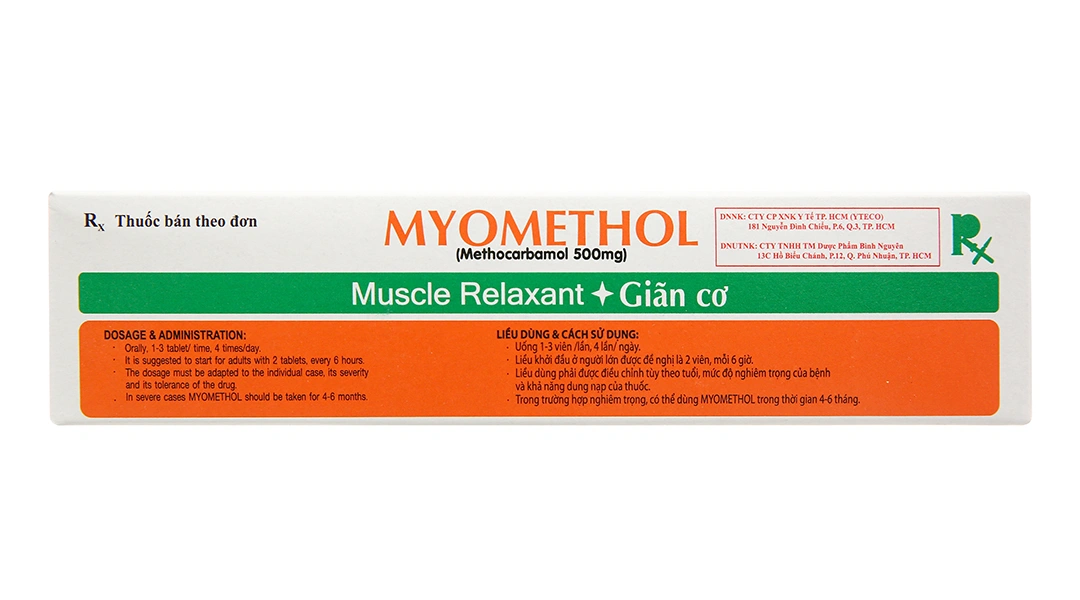 Myomethol 500mg giãn cơ, trị co cứng cơ (10 vỉ x 10 viên) - 2