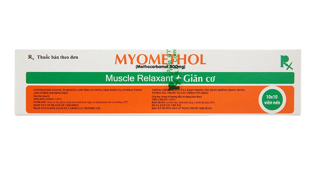 Myomethol 500mg giãn cơ, trị co cứng cơ (10 vỉ x 10 viên) - 3