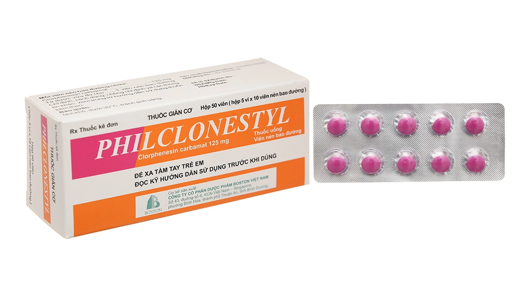 Philclonestyl 125mg trị đau do co cứng cơ (5 vỉ x 10 viên) - 
