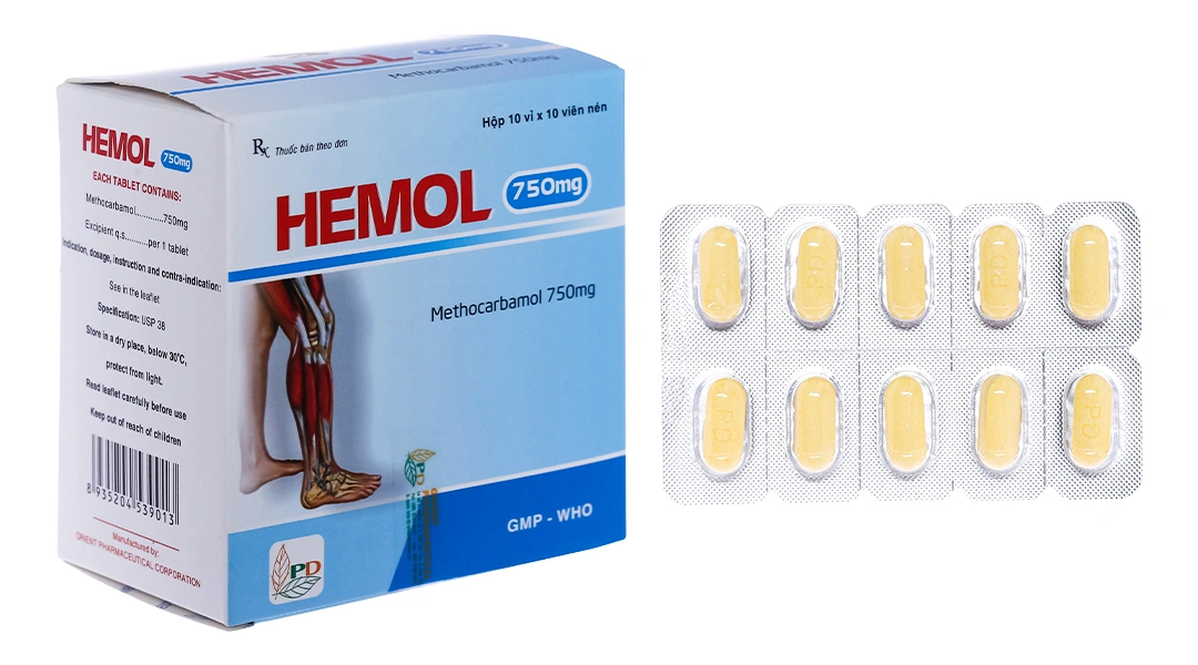 Hemol 750mg trị rối loạn cơ xương cấp (10 vỉ x 10 viên) - 