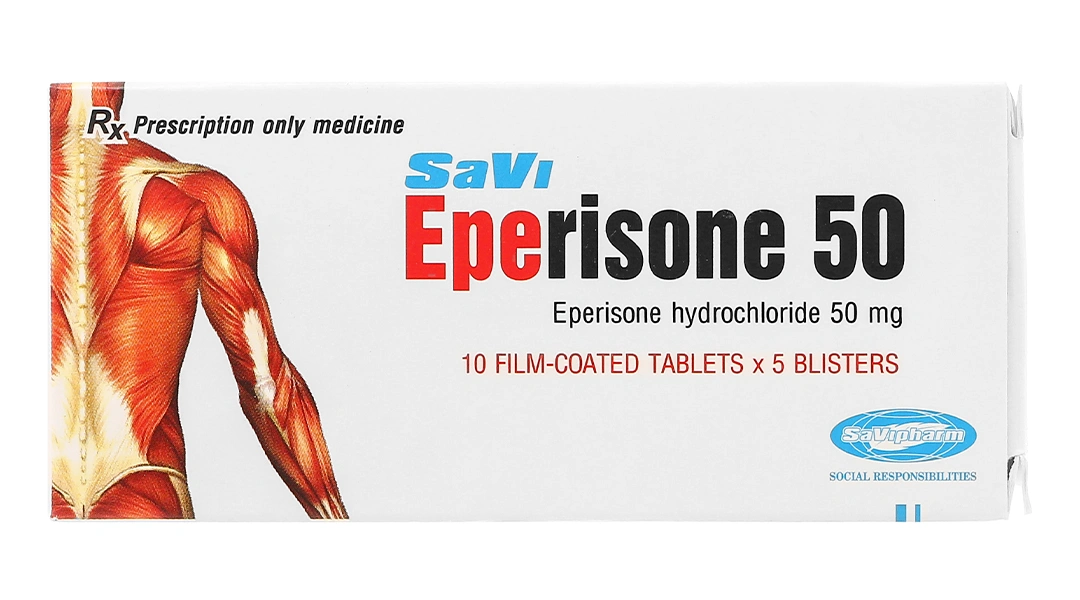 SaVi Eperisone 50 cải thiện chứng tăng trương lực cơ, liệt co cứng (5 vỉ x 10 viên) - 1