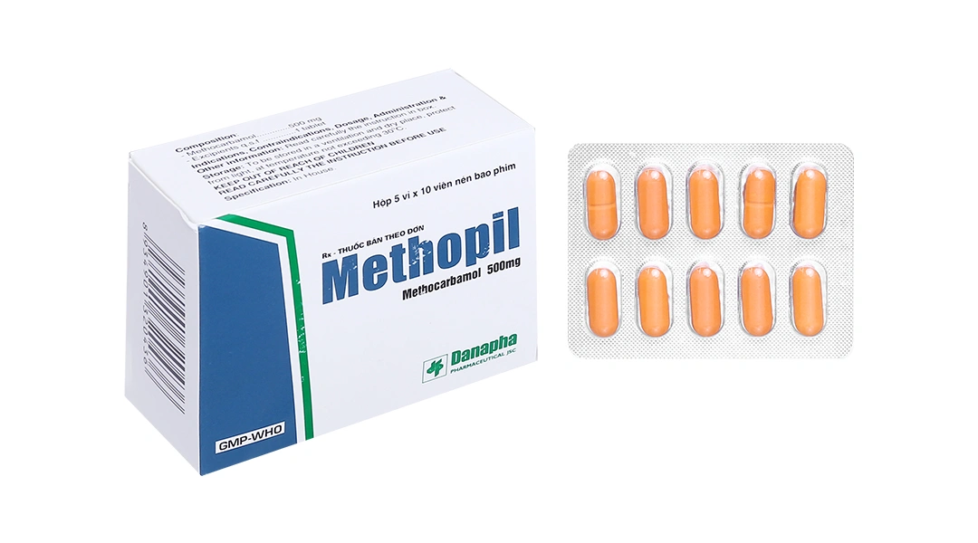 Methopil 500mg trị đau lưng cấp tính do co thắt cơ, xương, khớp (5 vỉ x 10 viên) - 