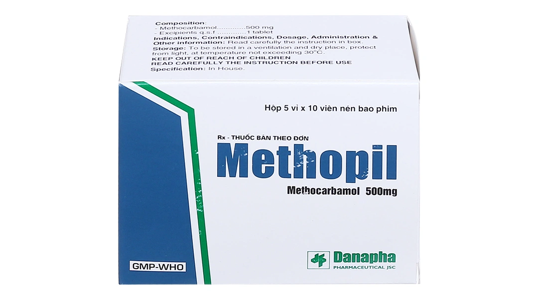 Methopil 500mg trị đau lưng cấp tính do co thắt cơ, xương, khớp (5 vỉ x 10 viên) - 1