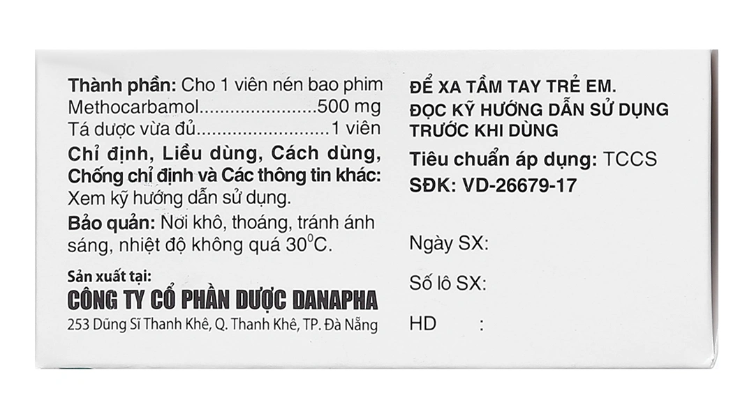 Methopil 500mg trị đau lưng cấp tính do co thắt cơ, xương, khớp (5 vỉ x 10 viên) - 3