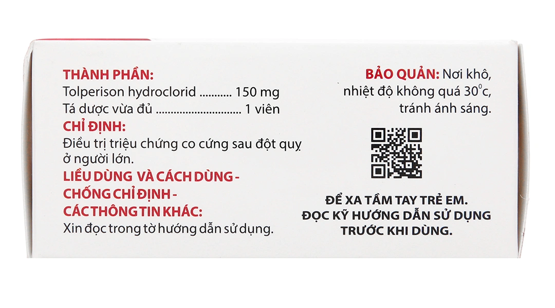 Mynarac 150mg điều trị triệu chứng co cứng cơ sau đột quỵ (6 vỉ x 10 viên) - 2