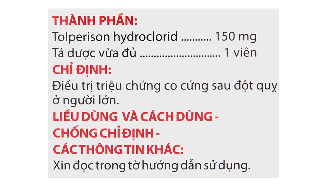 Mynarac 150mg điều trị triệu chứng co cứng cơ sau đột quỵ (6 vỉ x 10 viên) - 4