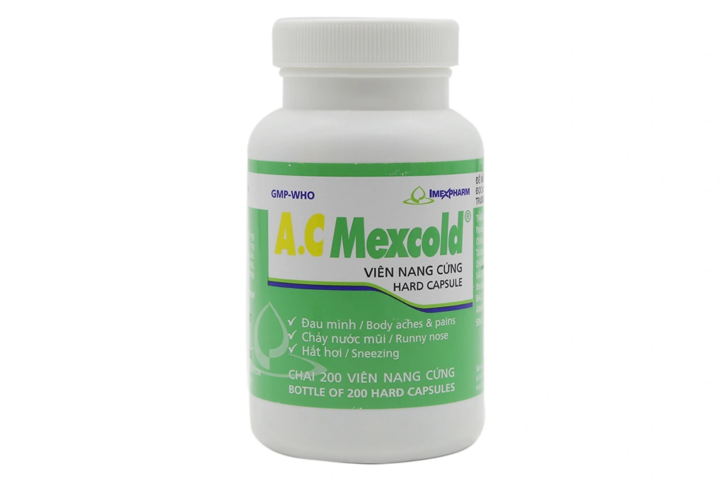 A.C Mexcold trị triệu chứng cảm cúm như sốt, nhức đầu, sổ mũi lọ 200 viên - 