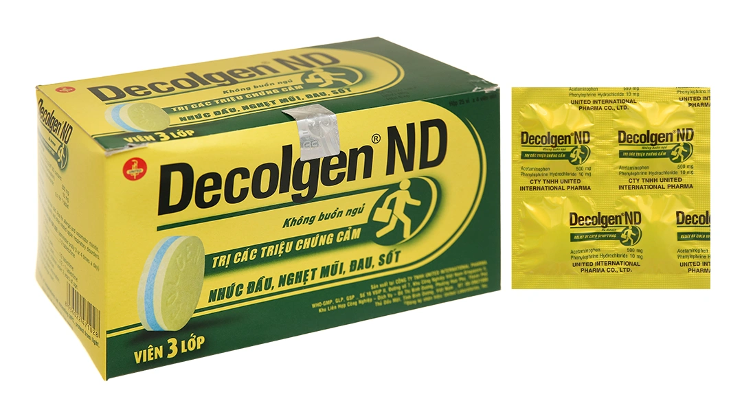 Decolgen ND trị triệu chứng cảm thông thường, viêm mũi dị ứng (25 vỉ x 4 viên) - 1