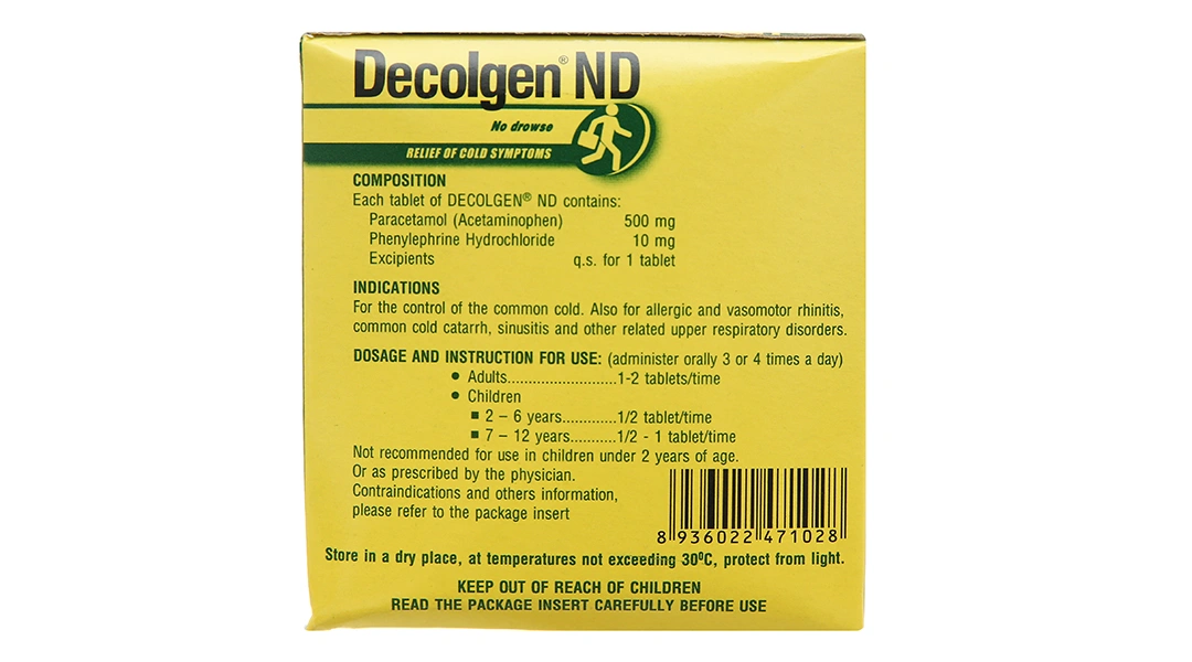 Decolgen ND trị triệu chứng cảm thông thường, viêm mũi dị ứng (25 vỉ x 4 viên) - 5