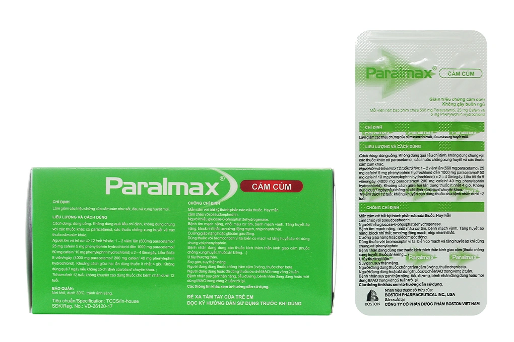 Paralmax Cảm Cúm giảm đau, hạ sốt (10 vỉ x 12 viên) - 1