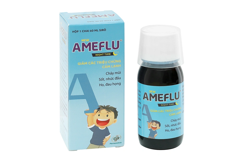Siro New Ameflu Night Time giảm các triệu chứng cảm lạnh thông thường chai 60ml - 