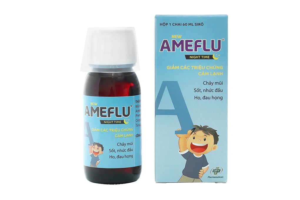 Siro New Ameflu Night Time giảm các triệu chứng cảm lạnh thông thường chai 60ml - 1