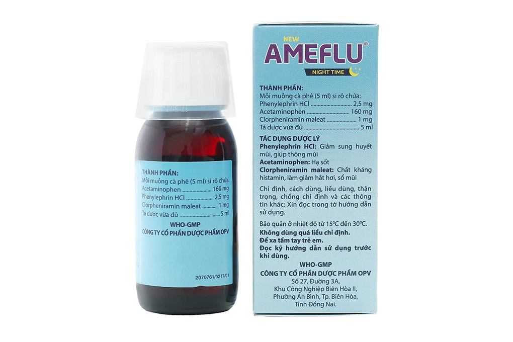 Siro New Ameflu Night Time giảm các triệu chứng cảm lạnh thông thường chai 60ml - 2