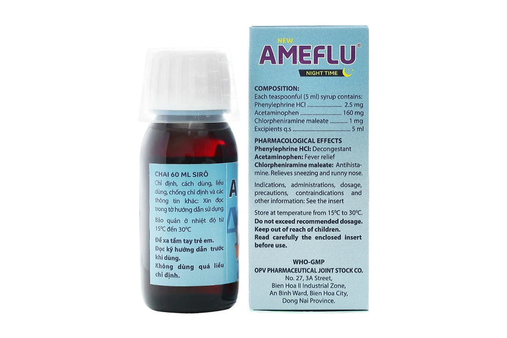 Siro New Ameflu Night Time giảm các triệu chứng cảm lạnh thông thường chai 60ml - 3