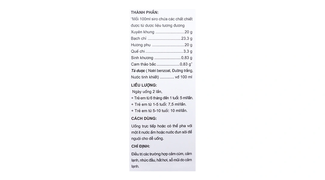 Siro Cảm Xuyên Hương Plus trị cảm cúm, cảm lạnh chai 100ml - 5