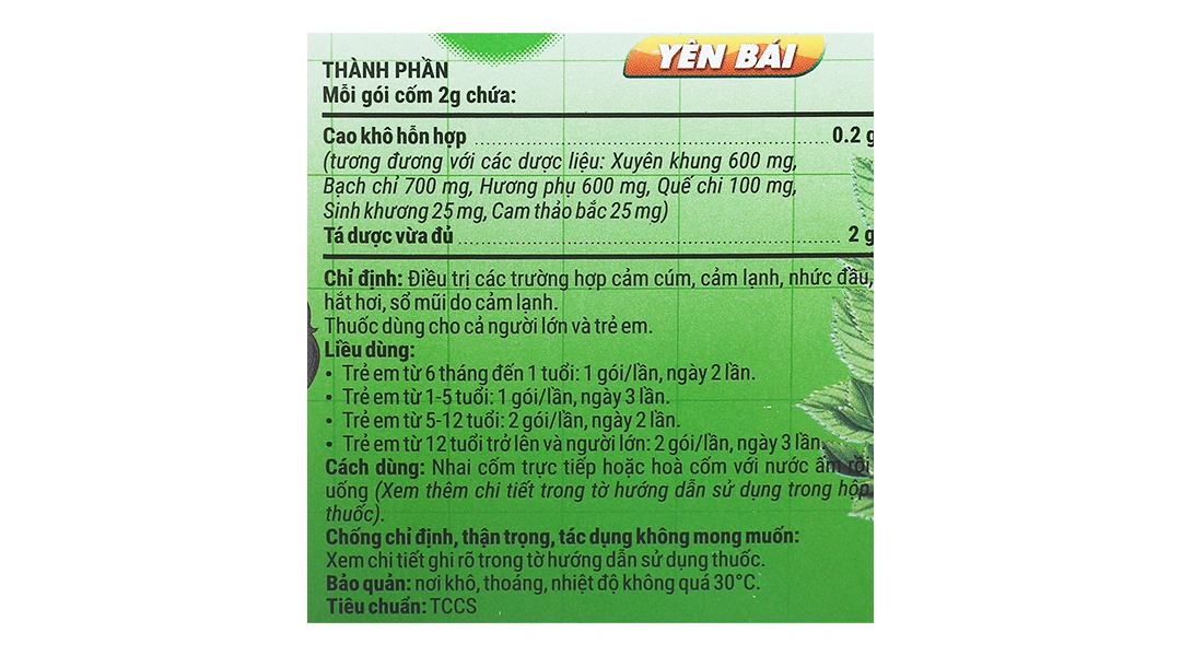 Thuốc cốm Cảm Xuyên Hương Yên Bái giảm triệu chứng cảm cúm, cảm lạnh (20 gói x 2g) - 4