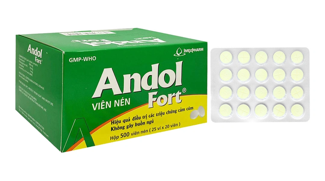Andol Fort điều trị triệu chứng cảm cúm (25 vỉ x 20 viên) - 
