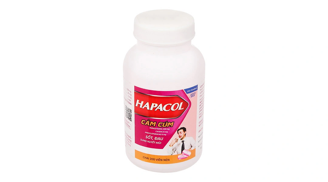 Hapacol Cảm Cúm trị các triệu chứng của cảm cúm lọ 200 viên - 