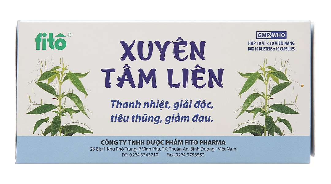 Xuyên Tâm Liên Fito thanh nhiệt, giải độc, tiêu thũng, giảm đau (10 vỉ x 10 viên) - 1
