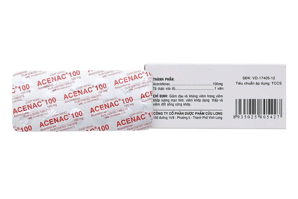 Acenac -100mg giảm đau, kháng viêm xương khớp (10 vỉ x 10 viên) - 1