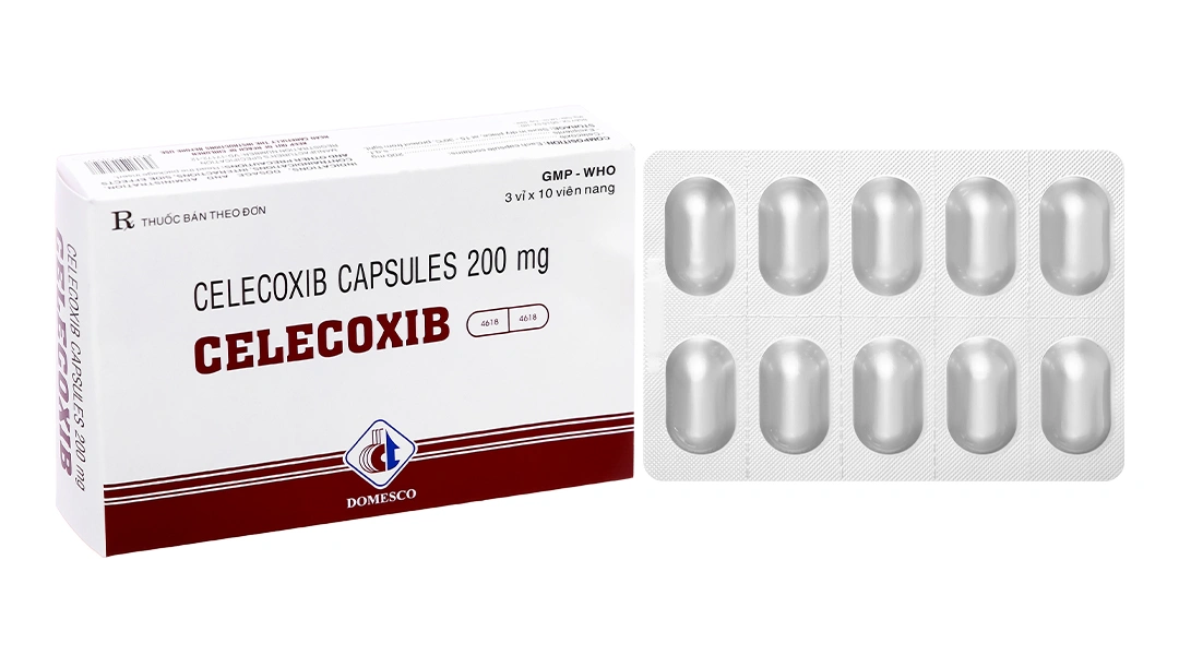 Celecoxib Domesco 200mg trị chứng thoái hóa khớp, viêm khớp dạng thấp (3 vỉ x 10 viên) - 