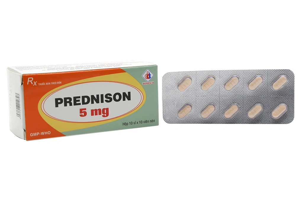 Prednison Domesco 5mg thuốc kháng viêm (10 vỉ x 10 viên) - 