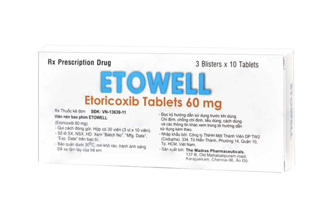 Etowell 60mg giảm đau, kháng viêm xương khớp (3 vỉ x 10 viên) - 