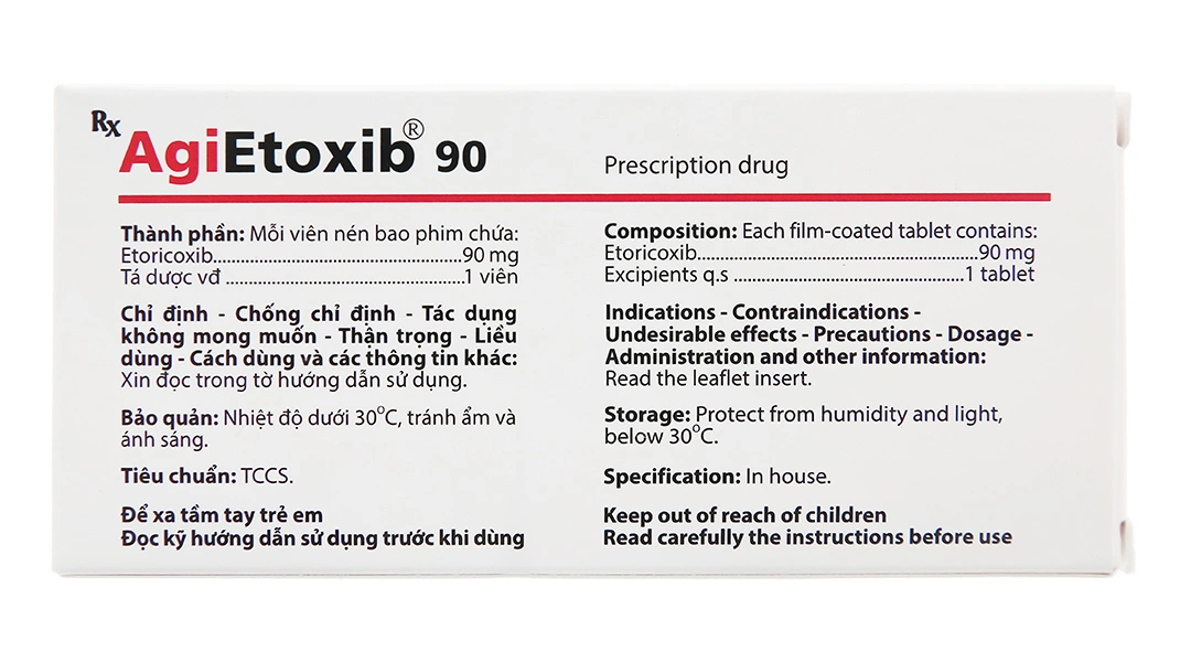 AgiEtoxib 90mg giảm đau, kháng viêm xương khớp (3 vỉ x 10 viên) - 1