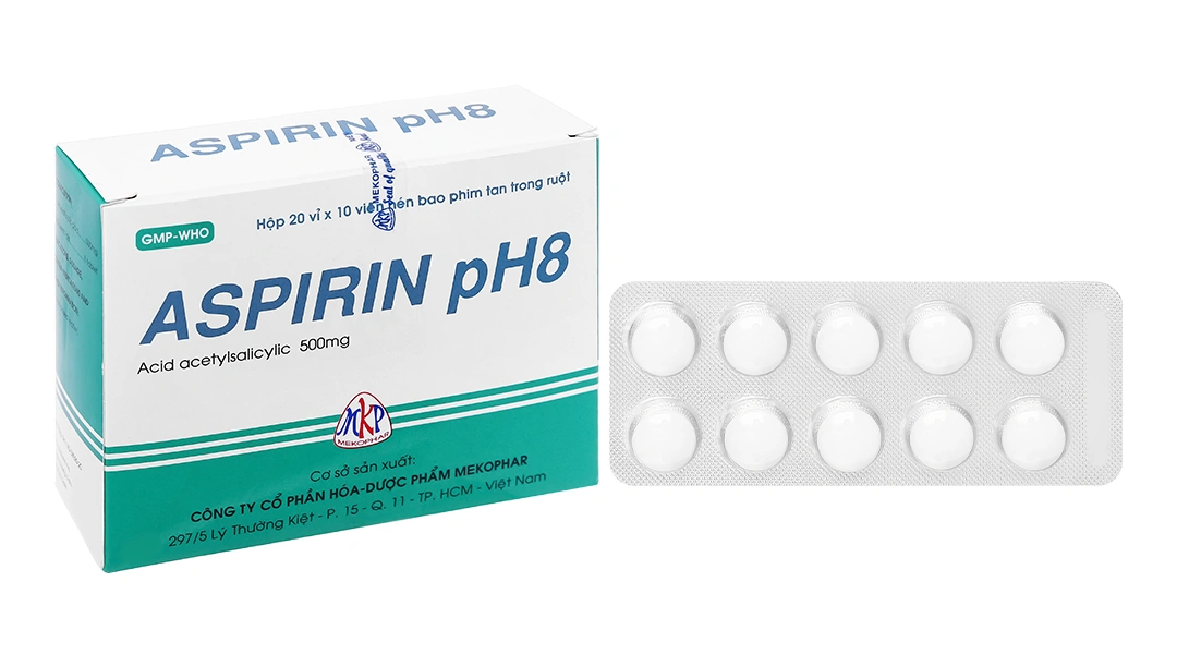 Aspirin pH8 500mg giảm đau, kháng viêm, hạ sốt (20 vỉ x 10 viên) - 