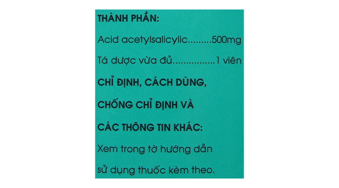 Aspirin pH8 500mg giảm đau, kháng viêm, hạ sốt (20 vỉ x 10 viên) - 4