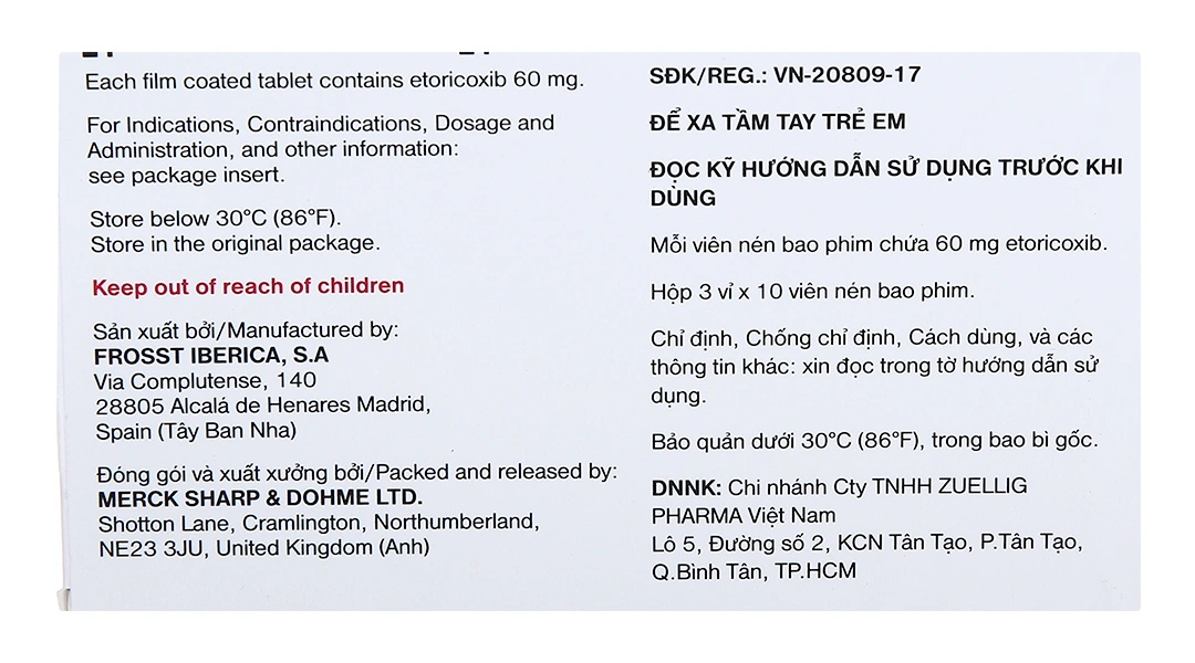 Arcoxia 60mg giảm đau, kháng viêm xương khớp (3 vỉ x 10 viên) - 6