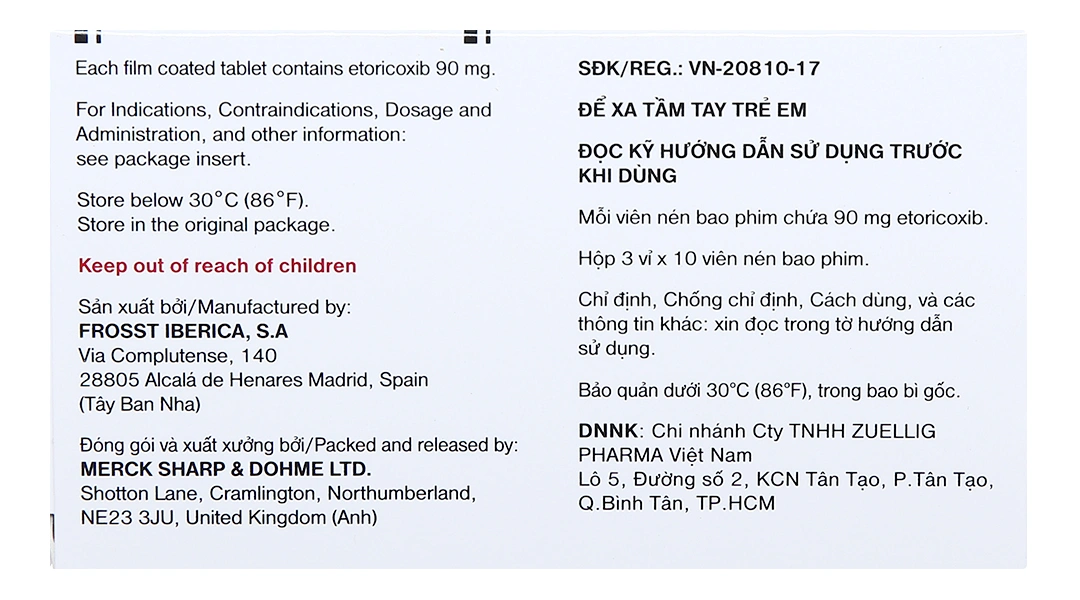 Arcoxia 90mg giảm đau, kháng viêm xương khớp (3 vỉ x 10 viên) - 6