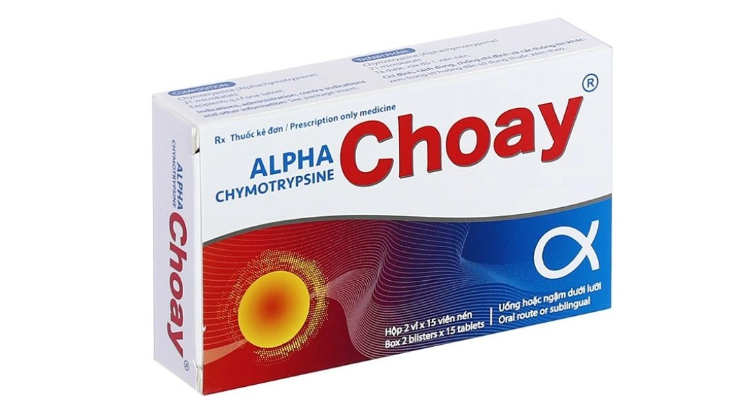 Alpha Chymotrypsine Choay 21µkatals điều trị phù nề sau chấn thương (2 vỉ x 15 viên) - 