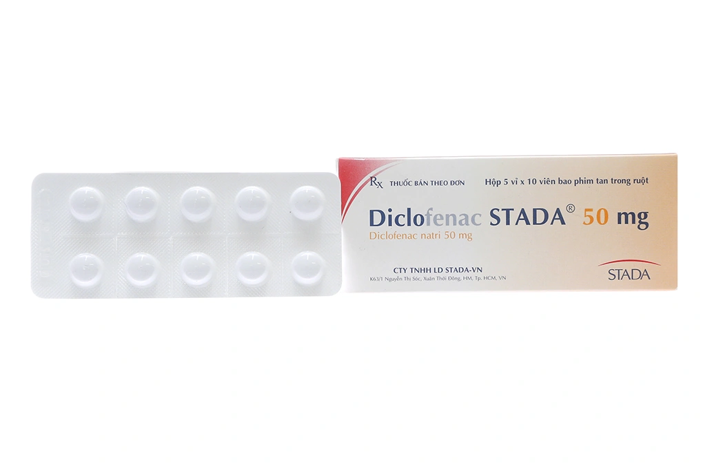 Diclofenac Stada 50mg giảm đau, kháng viêm xương khớp (5 vỉ x 10 viên) - 