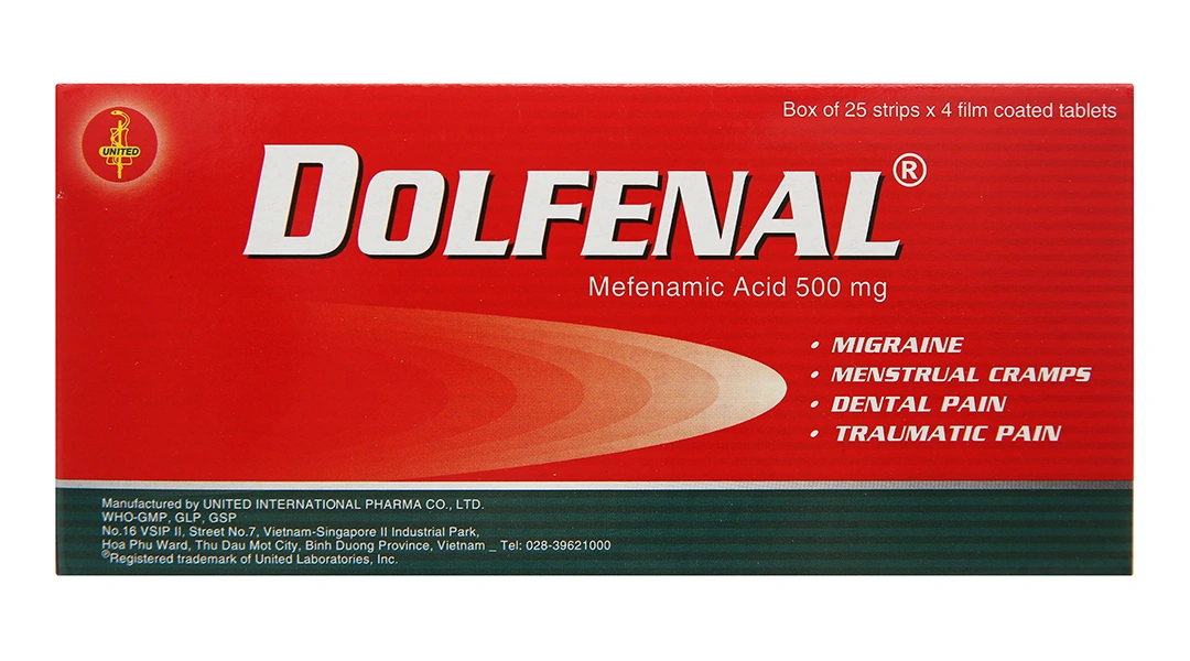 Dolfenal 500mg trị cơn đau nhẹ đến trung bình (25 vỉ x 4 viên) - 2