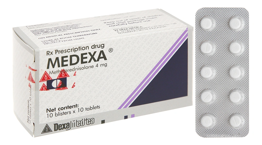 Medexa 4mg thuốc kháng viêm, ức chế miễn dịch (10 vỉ x 10 viên) - 