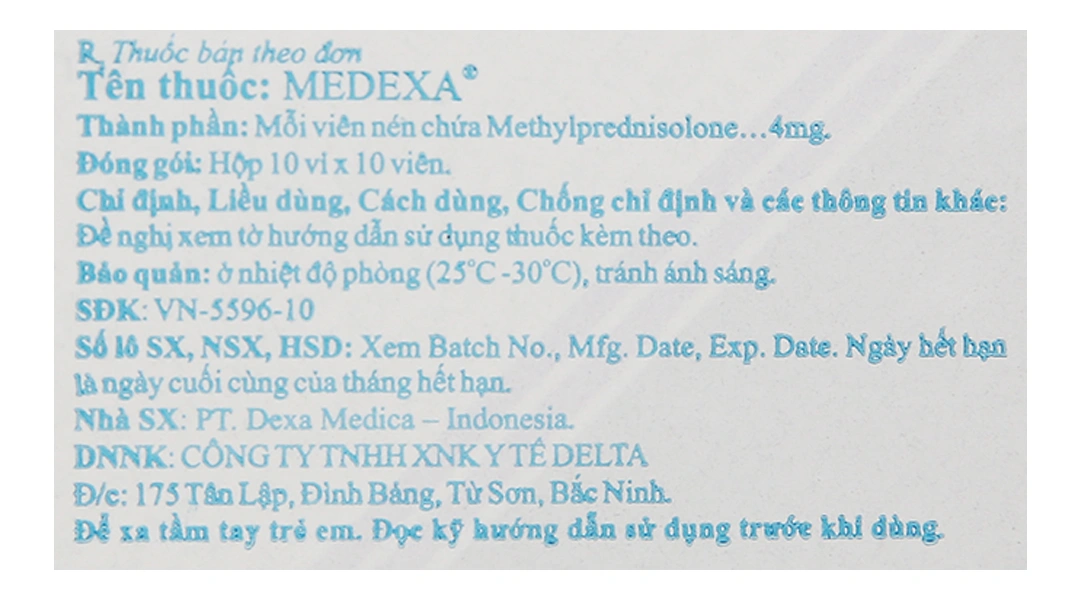 Medexa 4mg thuốc kháng viêm, ức chế miễn dịch (10 vỉ x 10 viên) - 4