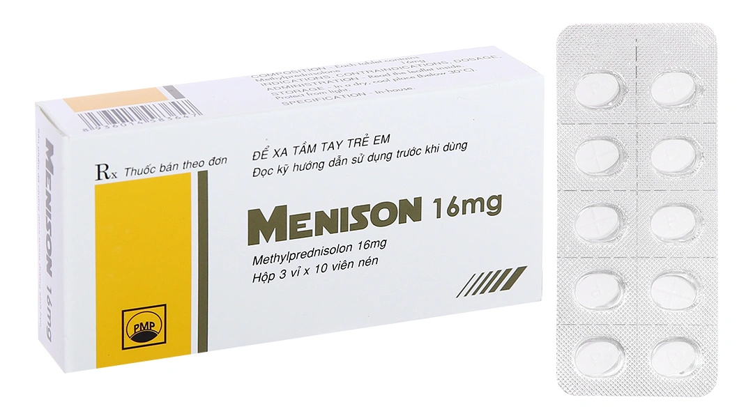Menison 16mg thuốc kháng viêm, ức chế miễn dịch (3 vỉ x 10 viên) - 