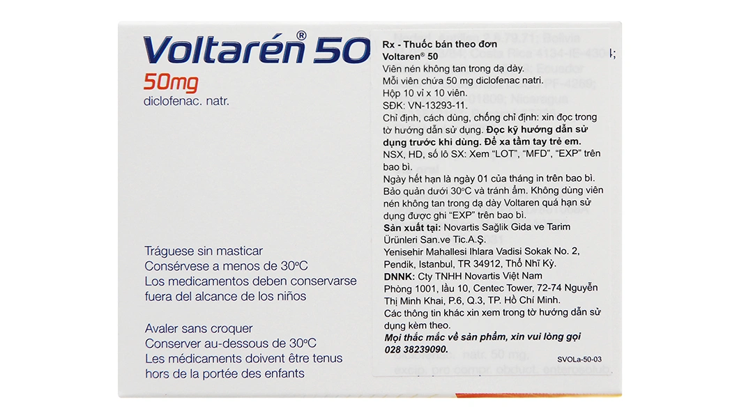 Voltaren 50mg giảm đau, kháng viêm xương khớp (10 vỉ x 10 viên) - 2