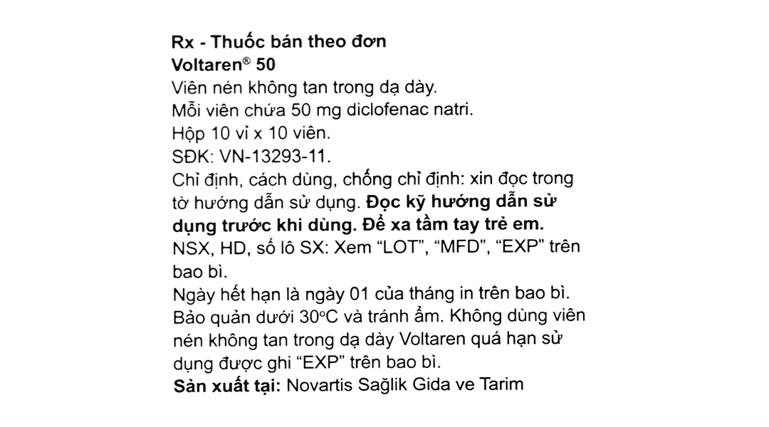 Voltaren 50mg giảm đau, kháng viêm xương khớp (10 vỉ x 10 viên) - 4