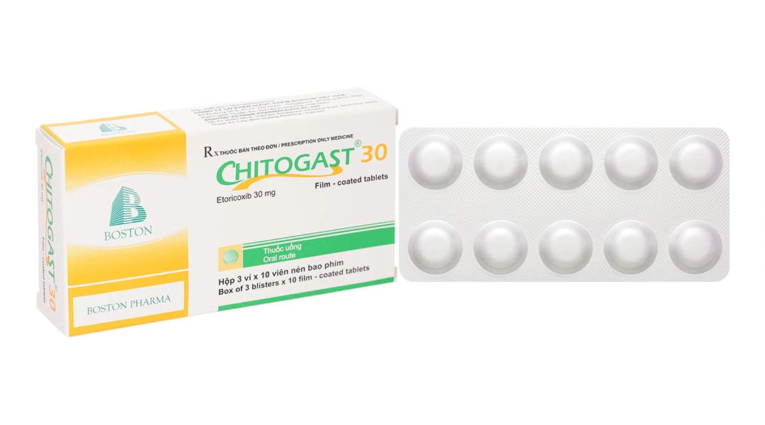 Chitogast 30 trị triệu chứng các bệnh viêm xương khớp cấp và mạn tính (3 vỉ x 10 viên) - 