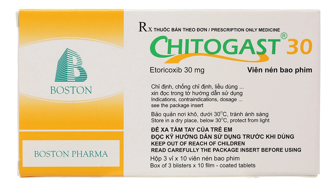 Chitogast 30 trị triệu chứng các bệnh viêm xương khớp cấp và mạn tính (3 vỉ x 10 viên) - 1
