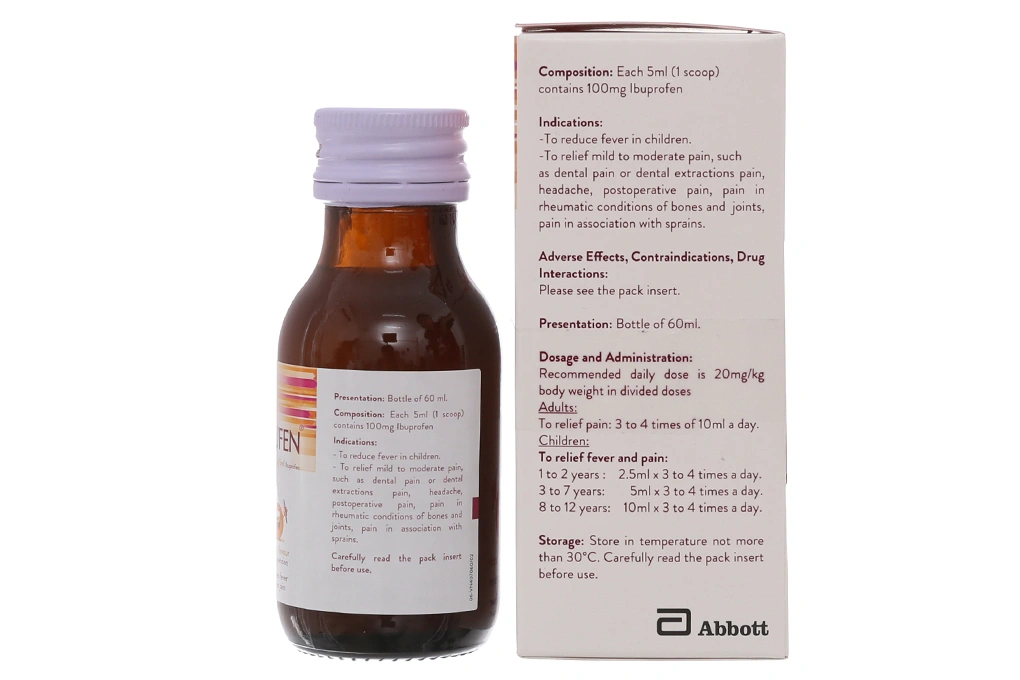 Hỗn dịch uống Brufen 100mg/5ml giảm đau, hạ sốt chai 60ml - 1