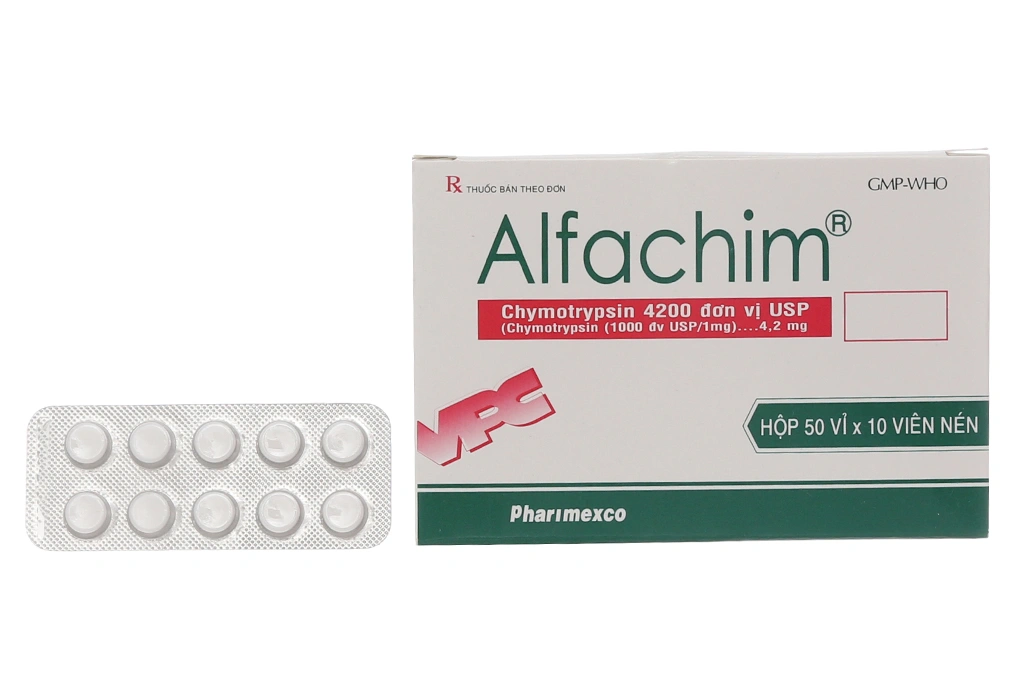 Alfachim 4200 IU trị phù nề sau chấn thương (50 vỉ x 10 viên) - 