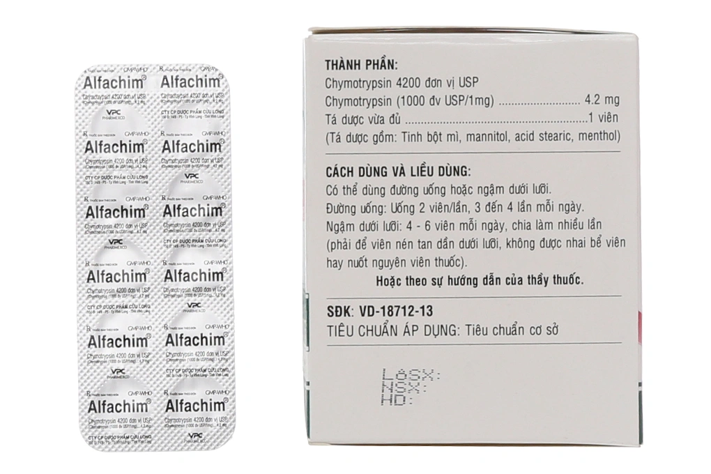 Alfachim 4200 IU trị phù nề sau chấn thương (50 vỉ x 10 viên) - 1